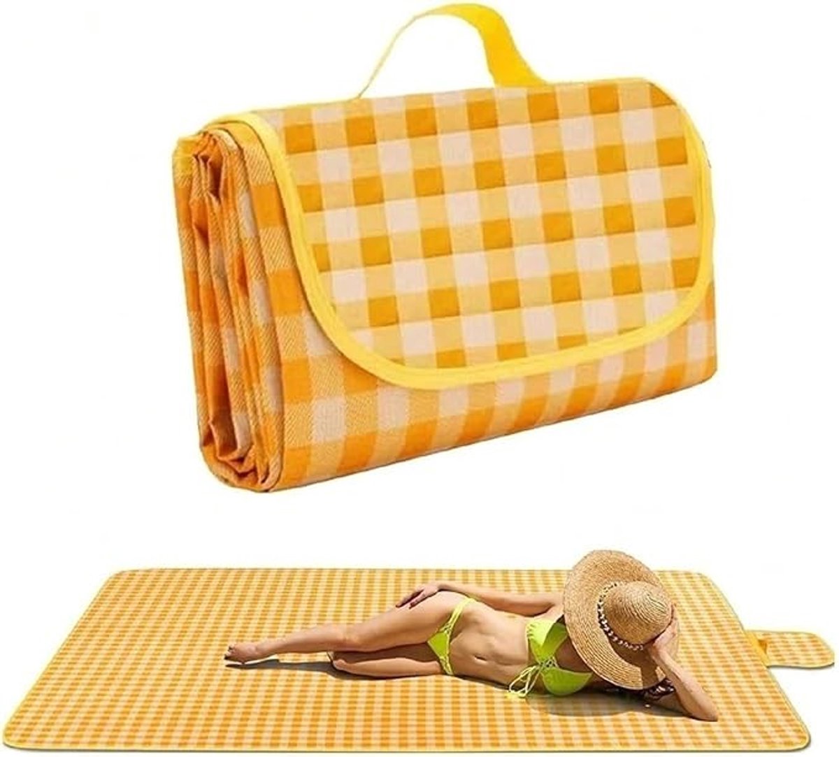 KZQ Picknickdeken waterdicht - Groot opvouwbaar picknickkleed met handvat, zandbestendig - Voor strand, camping, park en festival - 200*300cm
