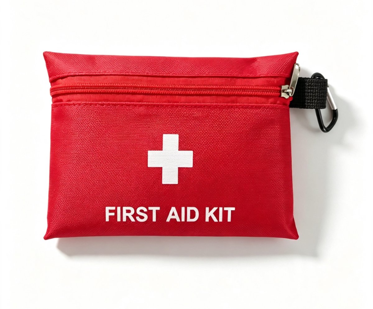 Empty Mini EHBO-set-compact medisch nood-overlevingsset voor noodgevallen thuis-op kantoor-op reis-wandelen-camping-outdoor en op het werk-20 X 14cm-rood-Karabijnhaak inbegrepen