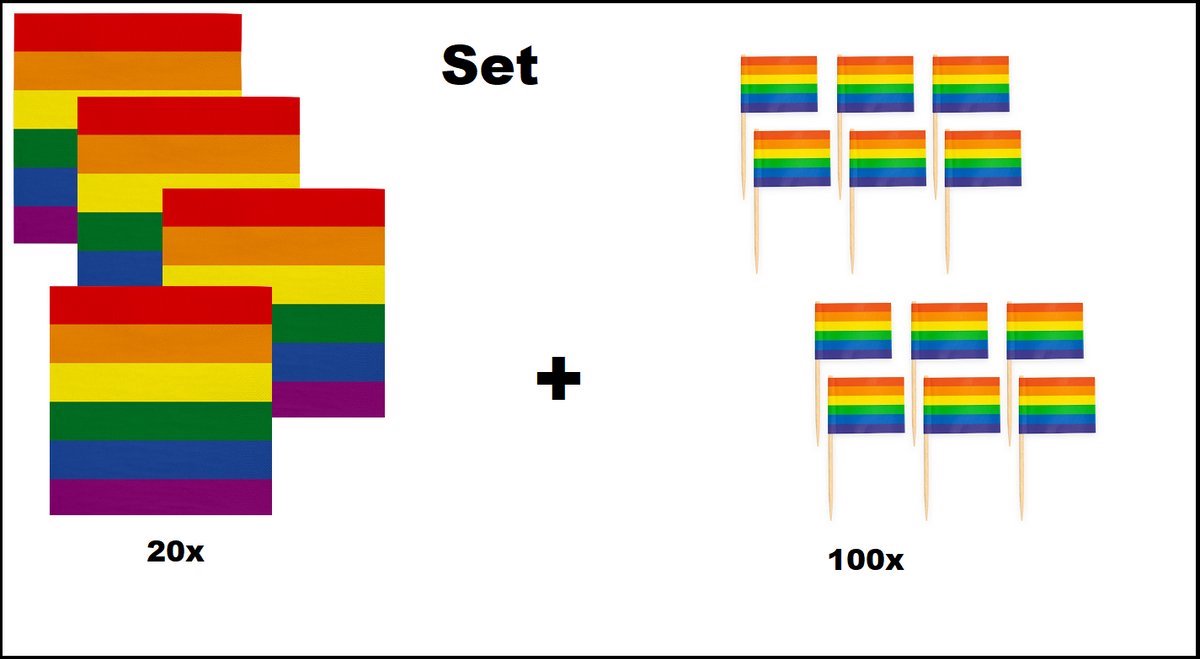 20 stuks Servetten regenboog 33cm x 33cm 3 laags + 100x Cocktailprikkers regenboog - Regenboog set - Rainbow thema feest Pride