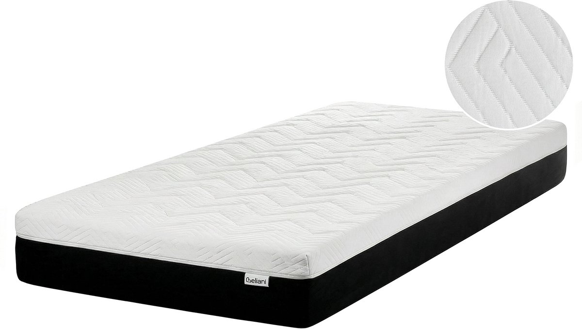 Beliani SPONGY - Schuimmatras stevig - Zwart/Wit - 90 x 200 cm - Traagschuim