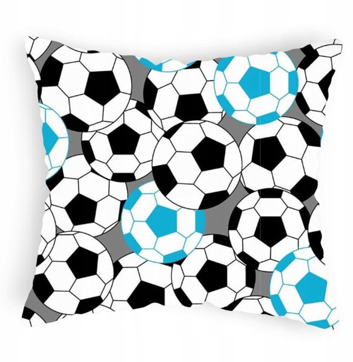 Dekokussenhoes Voetbal Blauw Zwart 70x80 cm Katoen