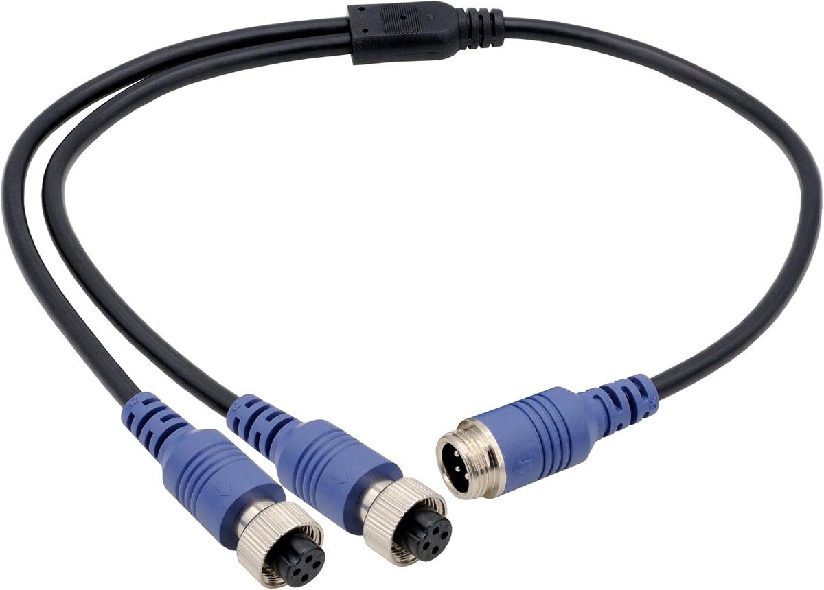 VSG 24 Elite HD Y-splitter achteruitrijcamerakabel 4PIN, 1 camera op 2 monitoren, adapterkabel 1080P HD, IP67, 12-36V - ShopVlot
