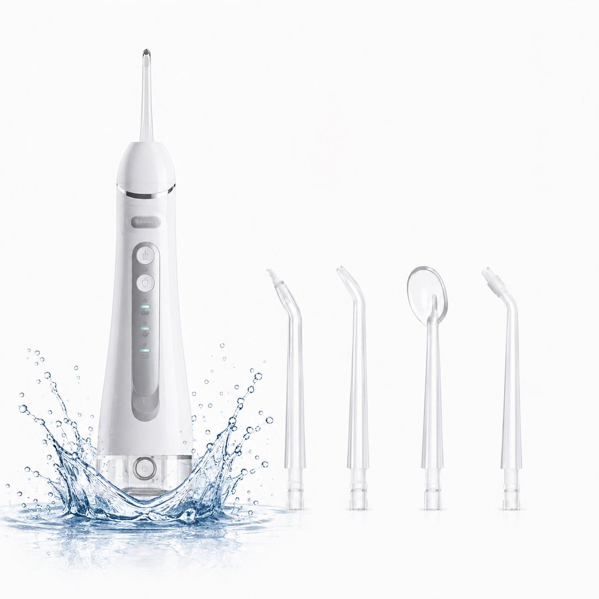 Waterflosser - Monddouche Elektrisch - Draadloos Flosapparaat - 300 ml Reservoir - 3 Standen - 4 Opzetstukken - 360° Draaibare Spuitkop - 1600 Pulsen/min - Wit