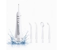 Waterflosser - Monddouche Elektrisch - Draadloos Flosapparaat - 300 ml Reservoir - 3 Standen - 4 Opzetstukken - 360° Draaibare Spuitkop - 1600 Pulsen/min - Wit