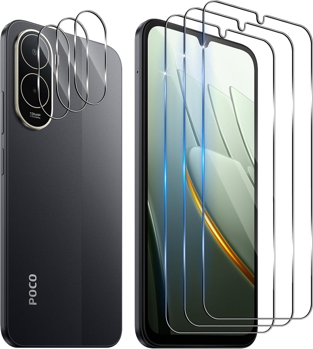 Gehard glas voor Xiaomi Poco C81 Pro 4G - 9H hardheid - ultra HD transparant - dubbele bescherming van scherm en camera - ShopVlot