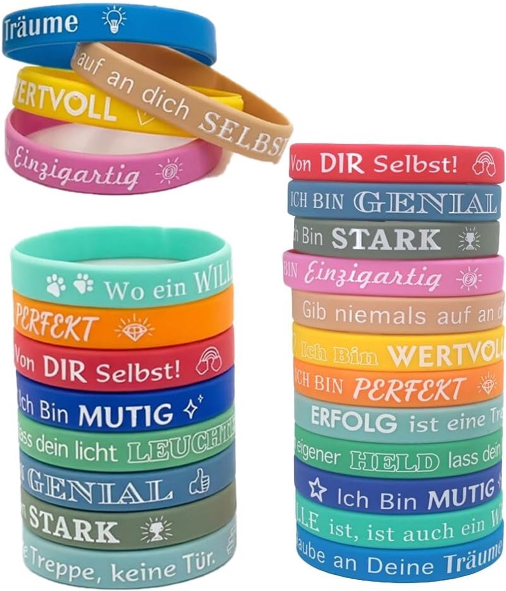 Siliconen armbanden motivatie 24 stuks - Frans citaat - perfect verjaardagscadeau - ShopVlot