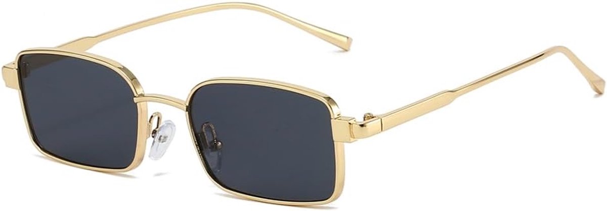 Zonnebril retro klein goud rechthoekig - smal vierkant metalen frame - vintage 90's stijl - ShopVlot