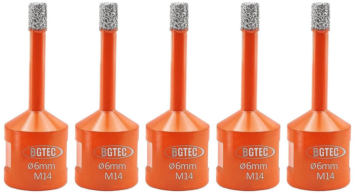 Diamant boor tegelboor M14 - 5 stuks 6 mm - vacuumsoldering - geschikt voor keramiek en natuursteen - ShopVlot