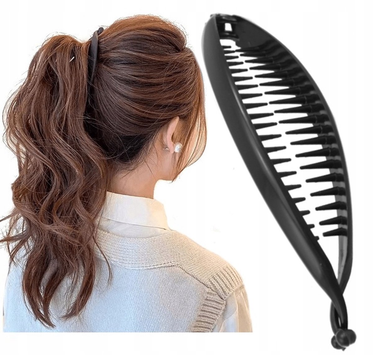 Zwarte Bananen Haarclip Shogun - Stijlvolle Kapsels