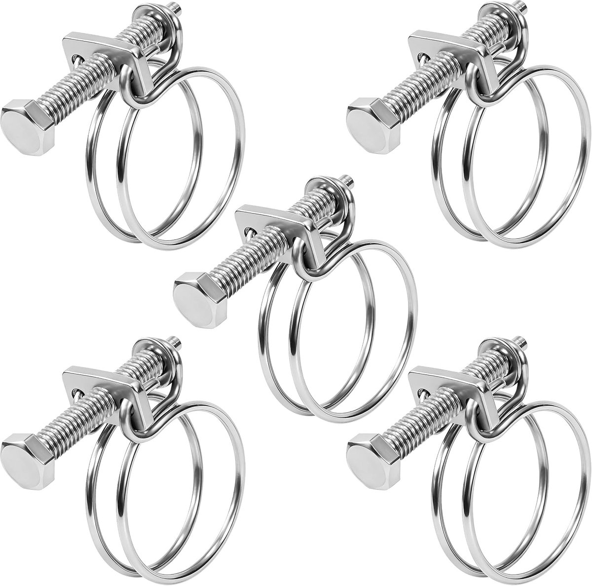 Slangklemmen set van 5 - 25-29 mm - 304 roestvrij staal - verstelbaar voor water- en autoslangen - ShopVlot