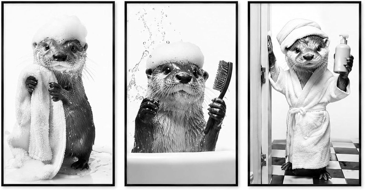 Posters Nutria 21 x 30 cm - waterdicht materiaal - grappige afbeeldingen - vrolijke wanddecoratie - ShopVlot