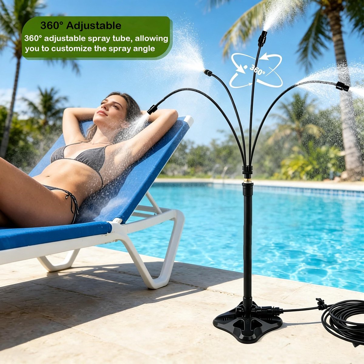 System de Miste Sur Voet voor Terras en Tuin, GEDEGOOK Ventilator buiten Mister, Staande sproeinevel koeling - ShopVlot