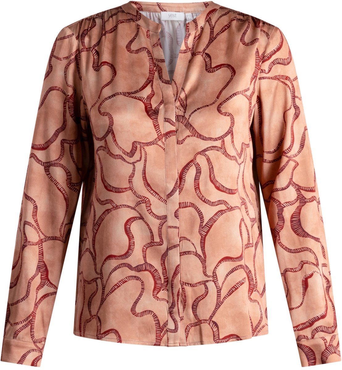 YEST CURVE Tineke Blouses - Warm Beige/Multi Col - maat 4(54/56)