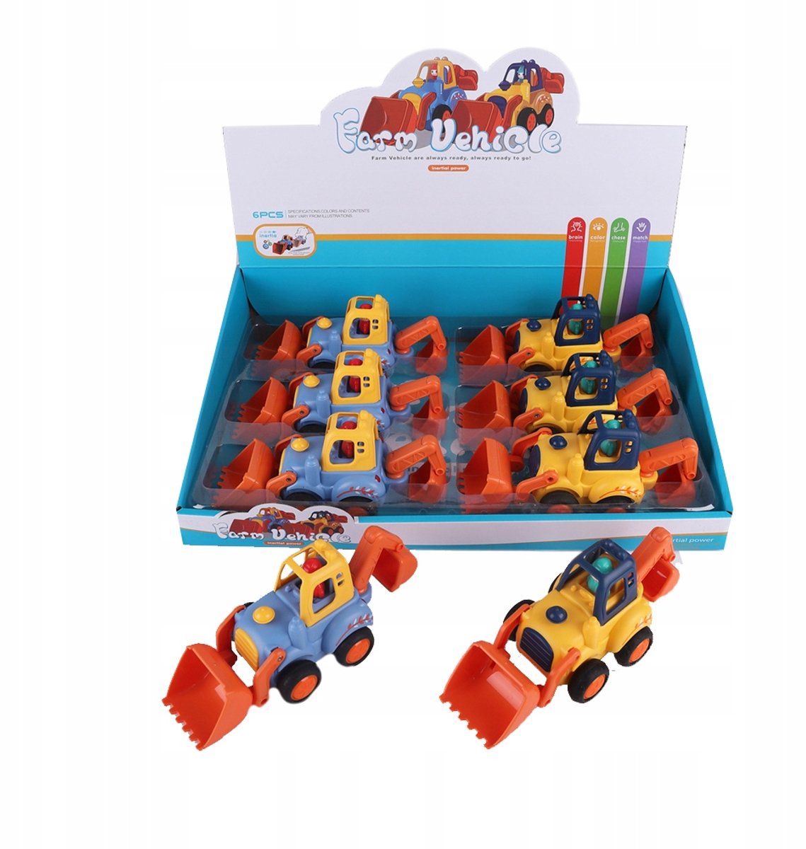 Merkloos Kinder Tractor met Laad- en Graafbak