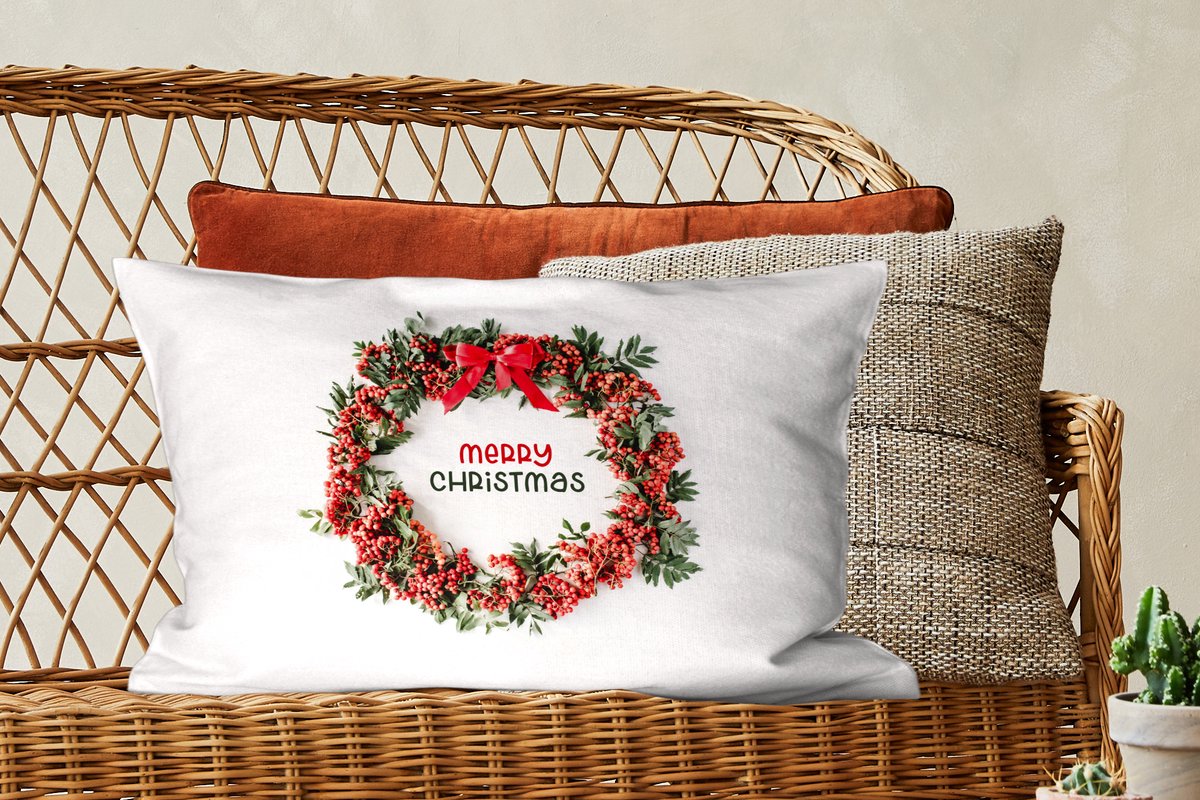 Sierkussens - Kussentjes Woonkamer - 60x40 cm - Winter - Mistletoe - Kerstkrans - Kerstversiering - Kerstdecoratie voor binnen - Woonkamer – foto 7