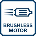 Pictogram met de tekst "BRUSHLESS MOTOR" en een gestileerde motor.