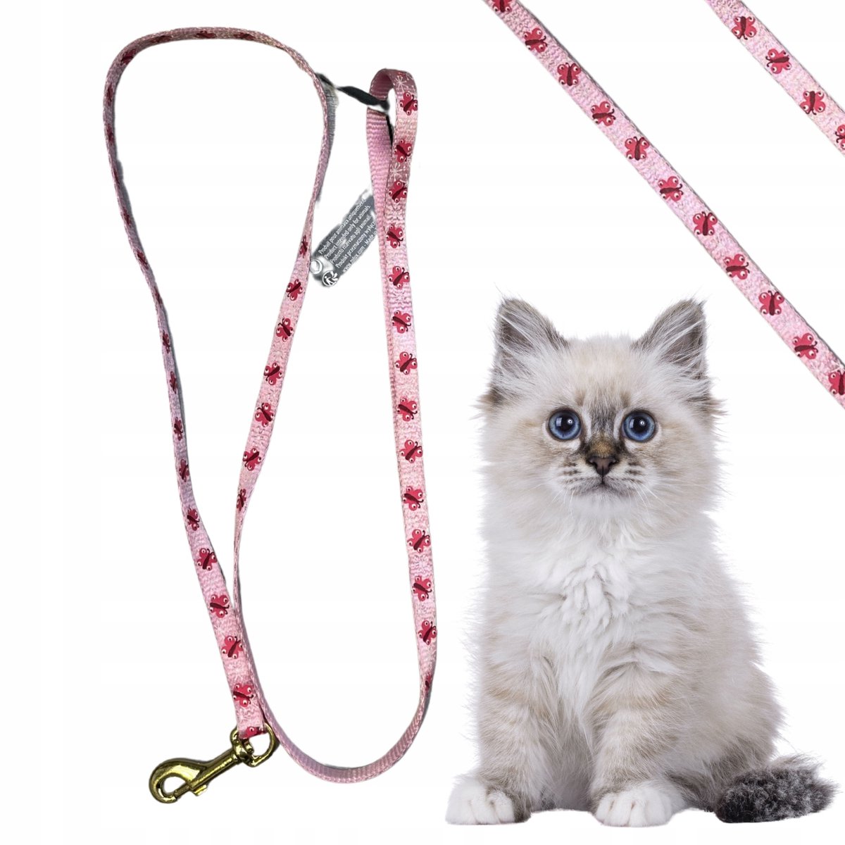 Roze Kattenlijn Nylon met Vlinders - 1 Meter