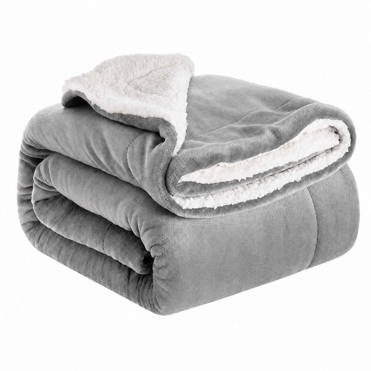Ceruzo Sherpa Fleece Deken 150x200 cm - Lichtgrijs - Zachte Plaid - Wasbaar 30°C
