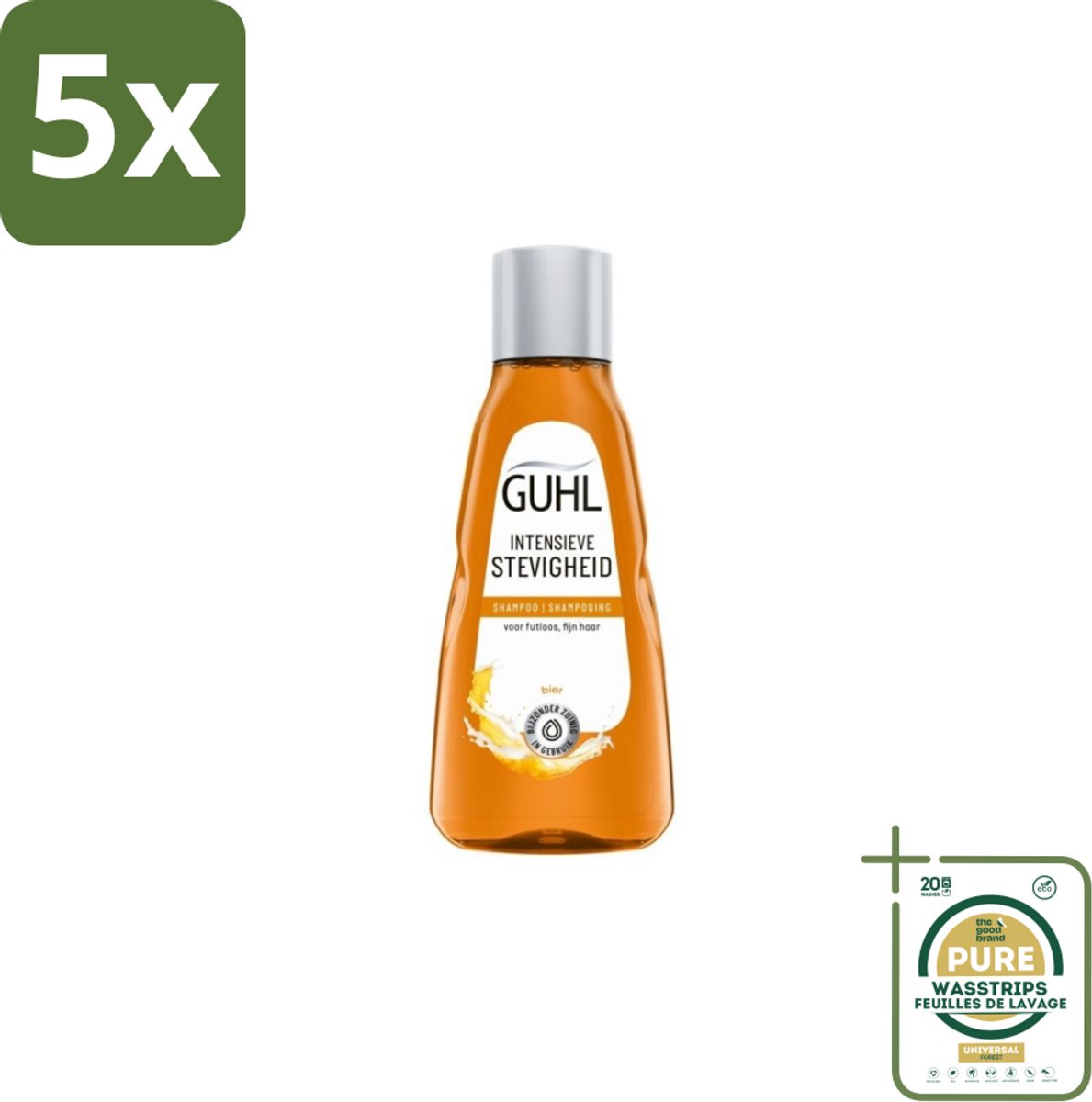 5 x Guhl - Shampoo Mini - Intensieve Stevigheid - 50 ml - Grootverpakking - Haarversterking - Intensieve Stevigheid - Fijn Haar Verzorging - Haarbreuk Verminderen - Volume Voor Fijn Haar