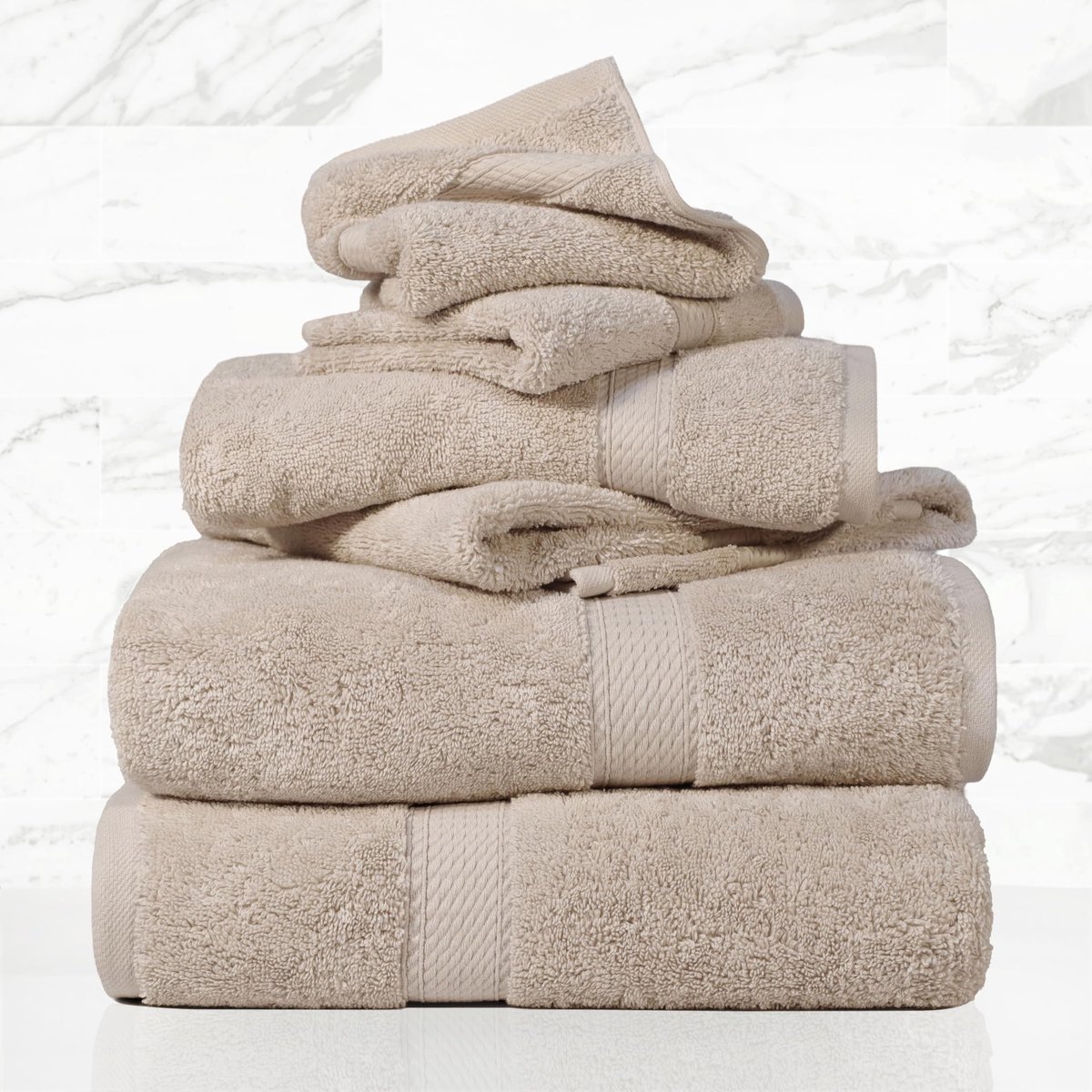 Handdoekenset 6-delig - Superior Egyptisch katoen - Ultralicht en pluche - Luxe voor spa en hotelbadkamer - ShopVlot