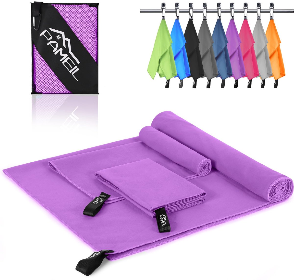 Microvezel handdoeken set van 3 - grote badhanddoek van 160 x 80 cm - sneldrogend en compact - ShopVlot