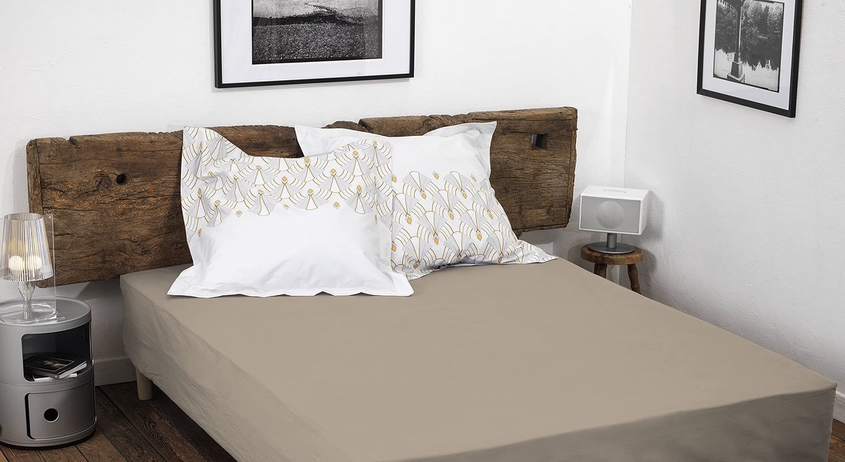 Hoeslaken 140 x 190 cm - 100% katoen - donkerbeige - ademend en zacht - ShopVlot