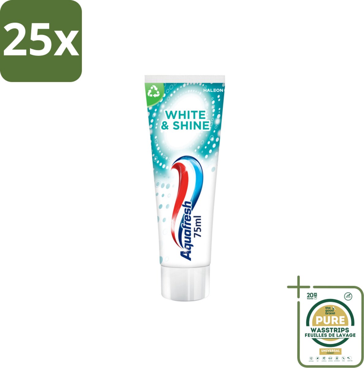 25 x Aquafresh White & Shine - Whitening Tandpasta - 75 ml - Grootverpakking - Witte Tanden - Tanden Reinigen - Tanden Glans - Tanden Verlichten - Tanden Beschermen