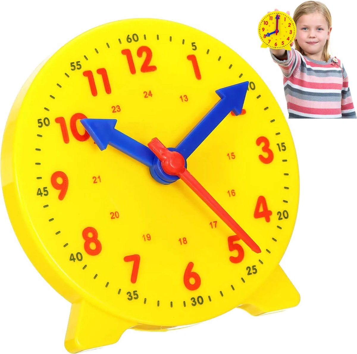 Kinderklok, demonstratieklok, tijdweergave, klok, educatief speelgoed, klok Geschikt voor de vroege kindertijd, leren klokken herkennen, 10 cm