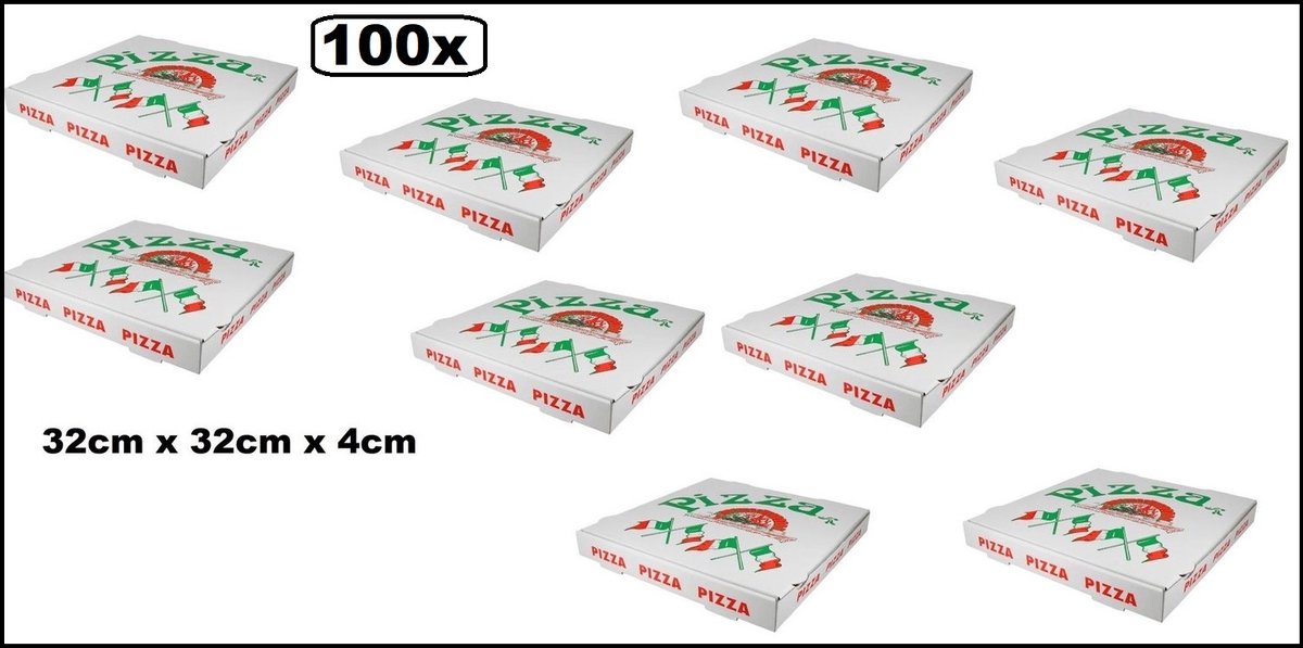 100x Pizzadoos 32x32x4cm pizza print - Pizza Food thema feest festival Italie landen pizzaria