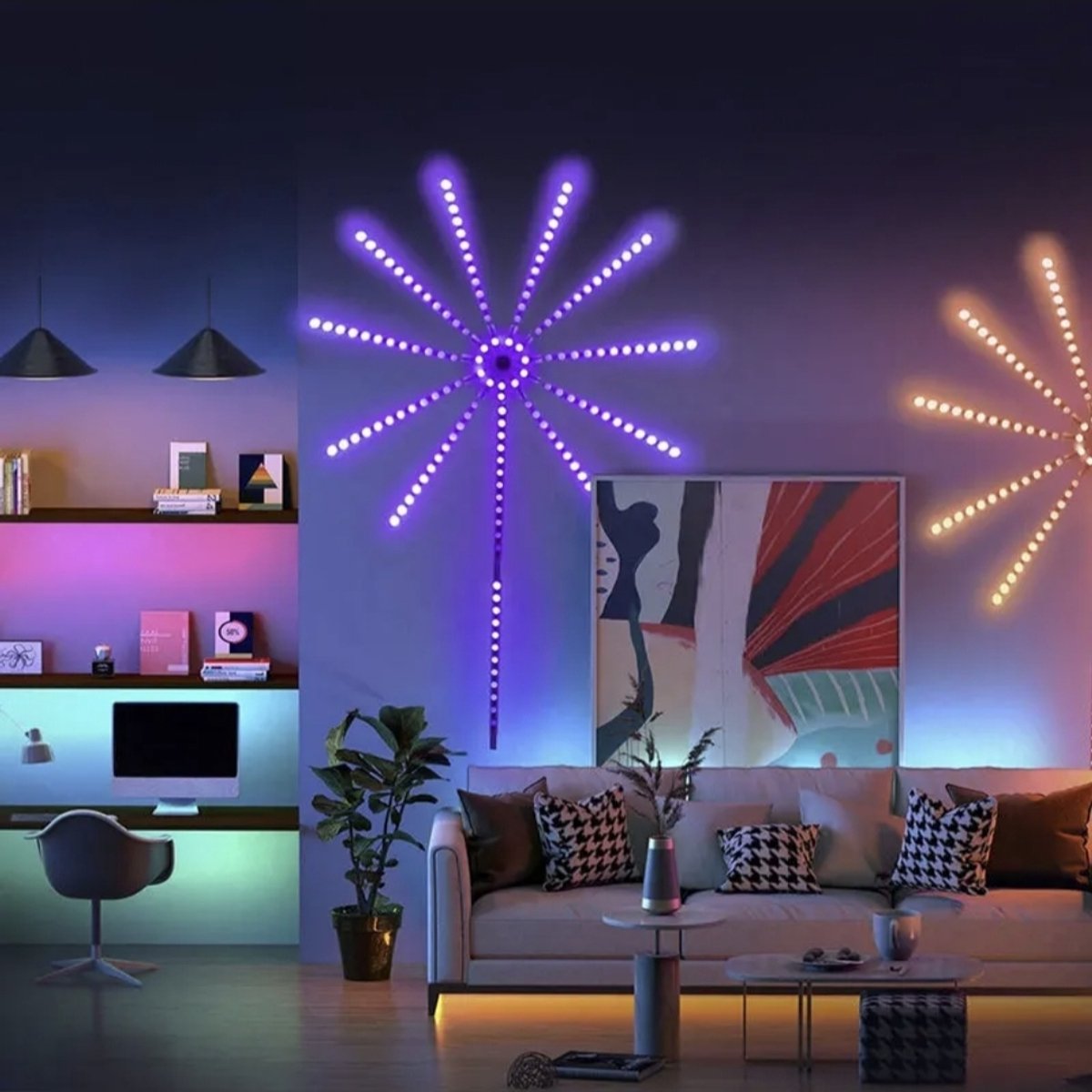 Vuurwerk LED lamp - LED strip verlichting - Discolamp - Nieuwjaar versiering - Oud en nieuw decoratie - Met afstandsbediening en app control - Multicolor