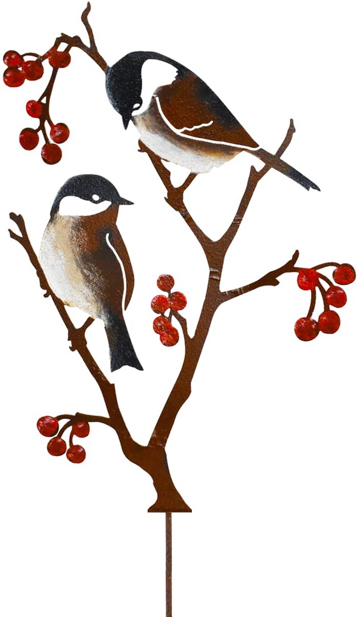 Namajunas - Koolmees decoratieve standfiguur - Cadeau - Beeldjes - Decoratie voor gazon, terras en tuinpad – Tuinornament - Geschikt voor binnen en buiten - Cadeau voor vogelliefhebbers