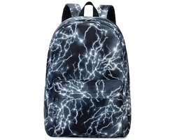 Rugzak - Schoolrugzak voor Jongens - 17 Inch Laptoprugzak met Bliksemprint - Waterdichte Boekentas voor Middelbare School - 20L - Grijs