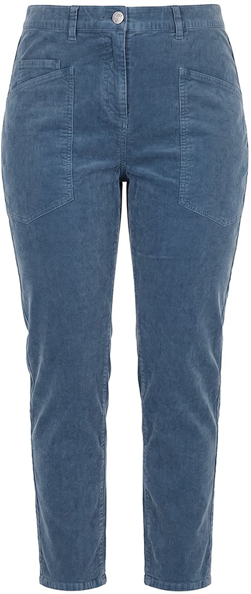 Ulla Popken - Dames - Corduroy broek stretch corduroy mom fit - Blauw - Maat 58