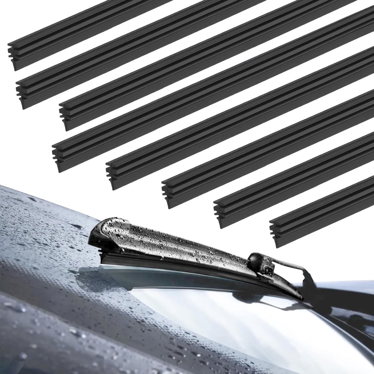 80 cm Wiper Rubber, Pack of 8 by the Metre, Windscreen Wiper Blades, Windscreen Wiper Rubber - ShopVlot
