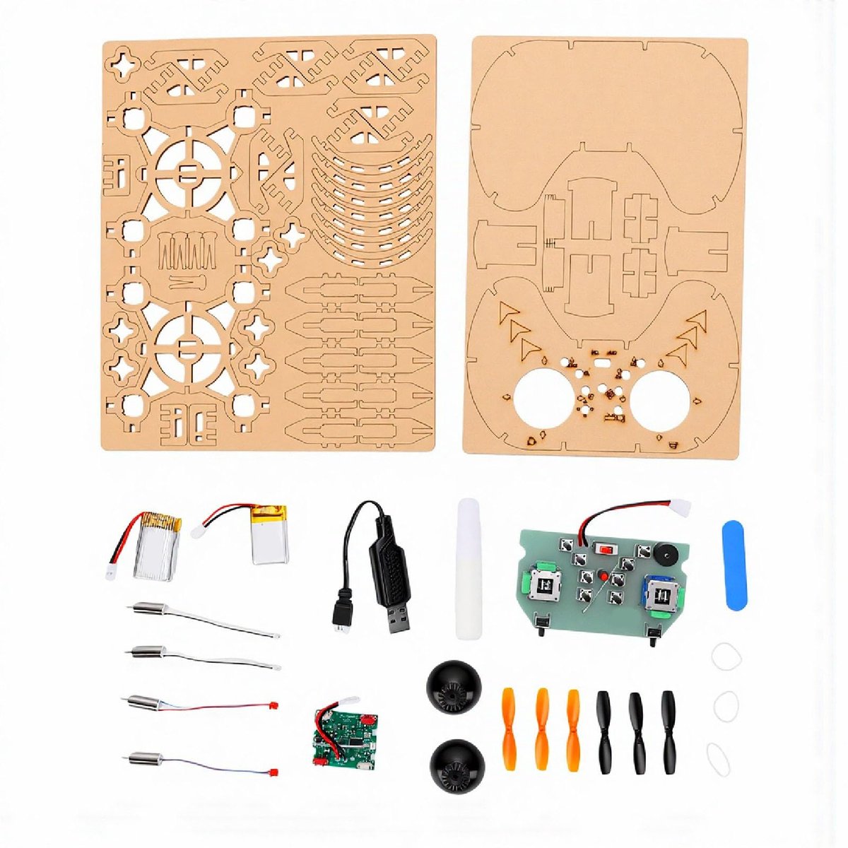 DIY Houten Drone Kit - Quadcopter voor Beginners - Educatief Speelgoed met 3 Snelheden - ShopVlot