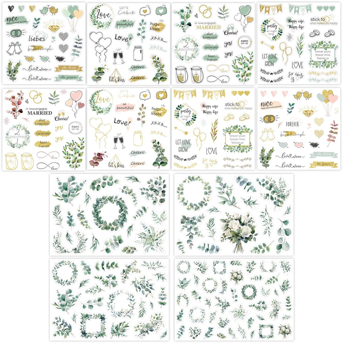 GROVBLE Sticker bruiloft gastenboek (ca. 300 motieven), 12 pagina's, sticker gastenboek bruiloft, voor stickers - ShopVlot
