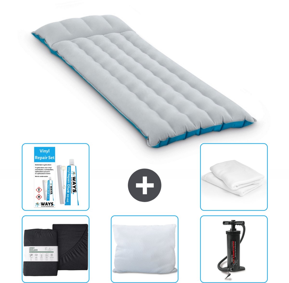 Intex Campingmat - 1-Persoons - 67 x 184 x 17 cm - Blauw - Inclusief Accessoires CB5