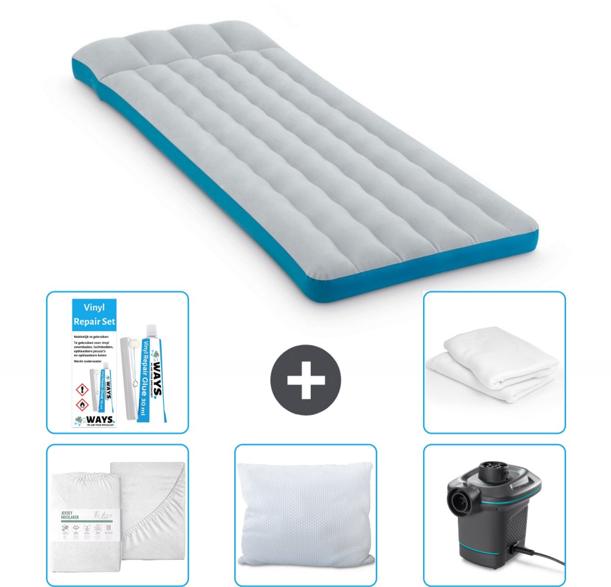Intex Campingmat - Twijfelaar - 72 x 189 x 20 cm - Blauw - Inclusief Accessoires CB2