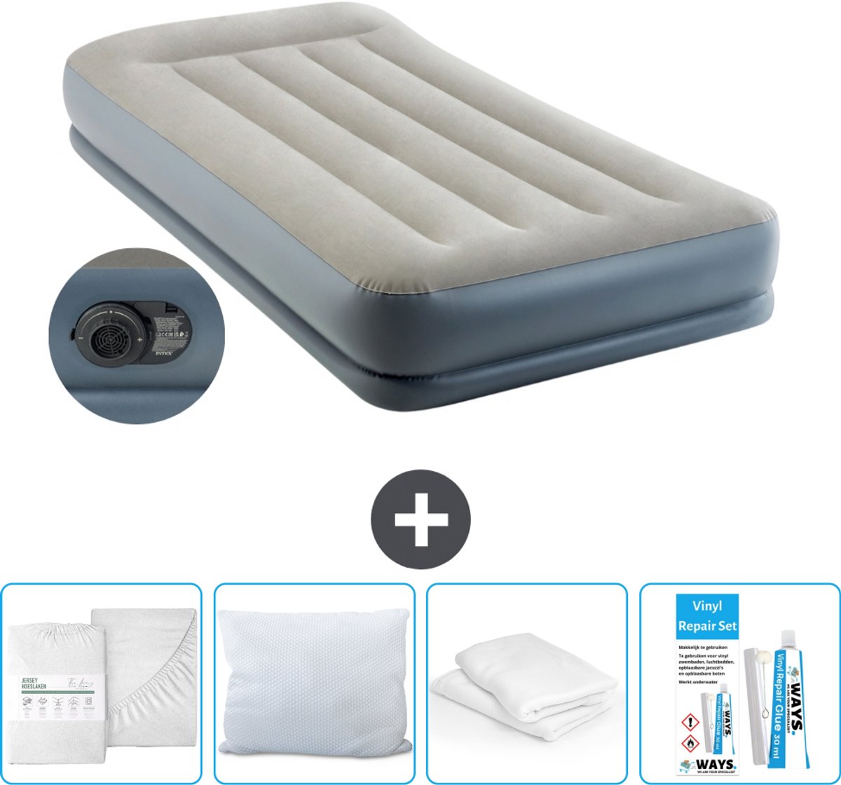 Intex Luchtbed - 1-Persoons - 99 x 191x 30 cm - Grijs - Inclusief pomp - Accessoires CB15