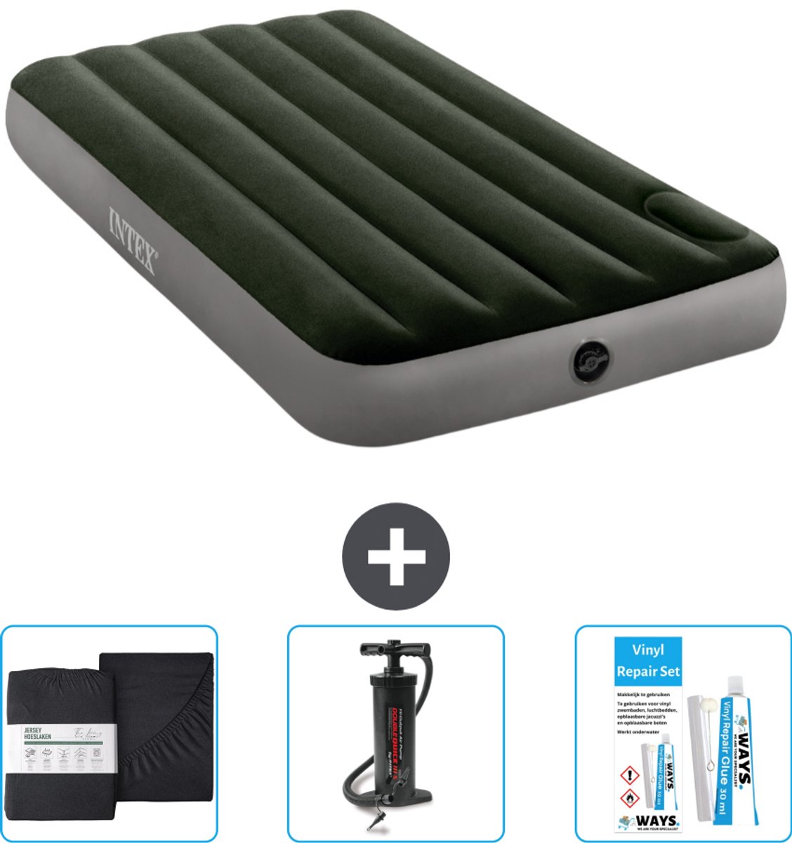 Intex Luchtbed - 1-Persoons - 99 x 191 x 25 cm - Groen - Accessoires CB7