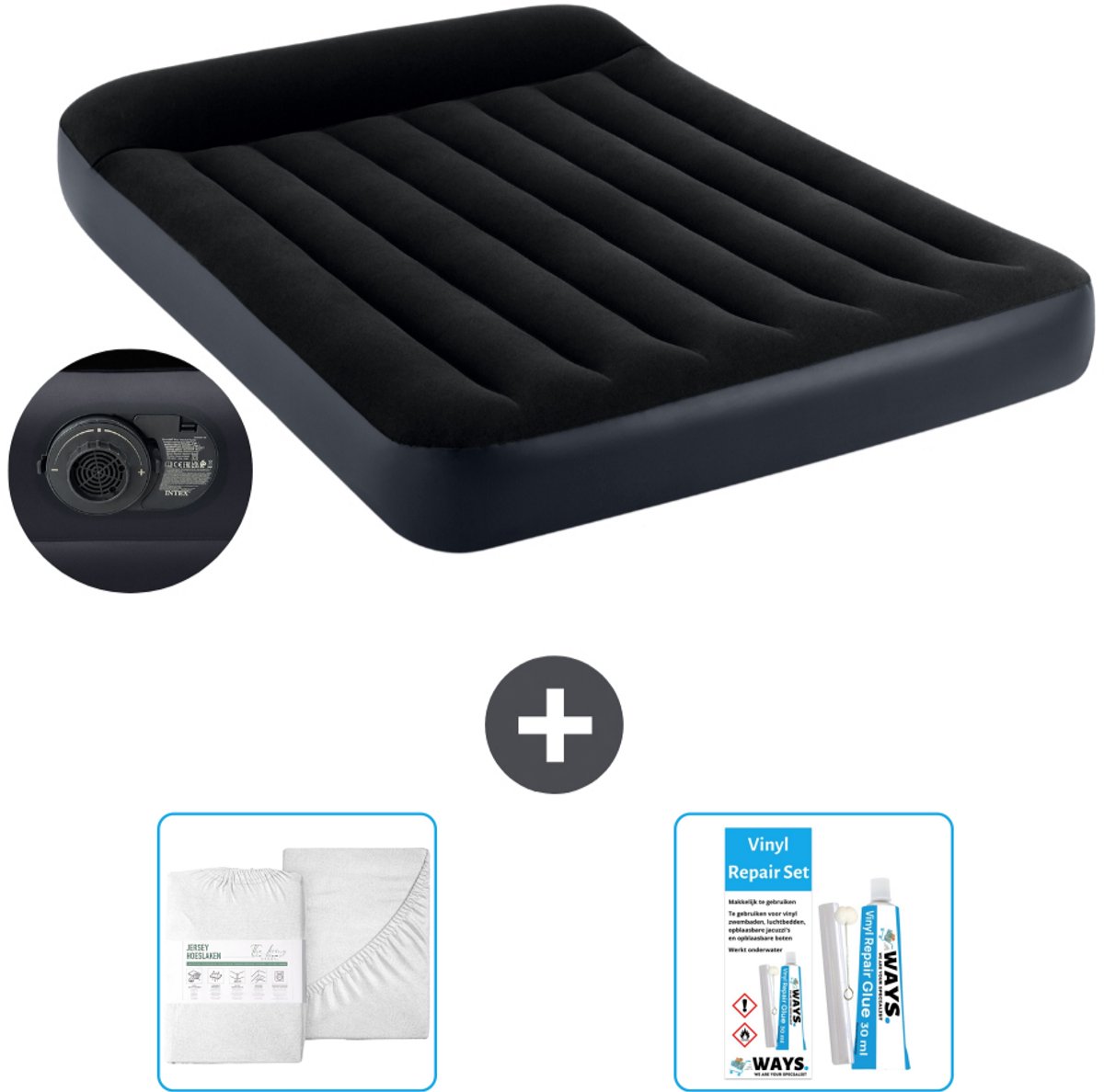 Intex Luchtbed - Twijfelaar - 137 x 191 x 25 cm - Blauw - Inclusief pomp - Accessoires CB16