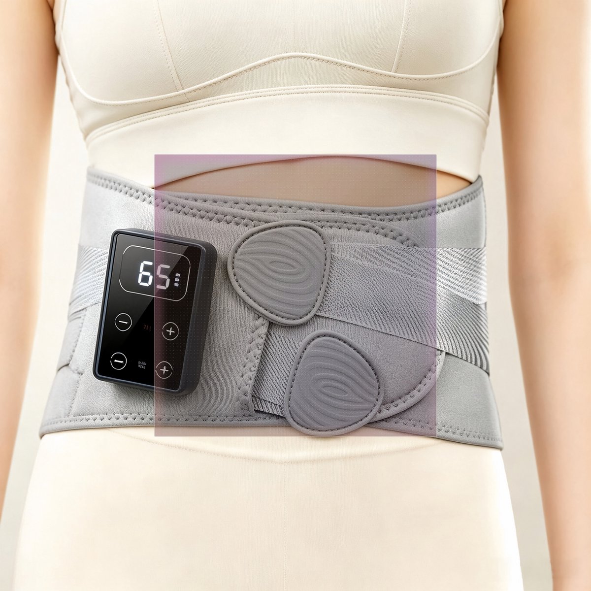 Warmteband voor Rug en Buik - Draadloze Rugmassageband met Warmte en Vibratie - 5000 mAh - Groot LCD-scherm - 5 Warmtestanden en 3 Massagestanden - 110 x 20 cm - Grijs