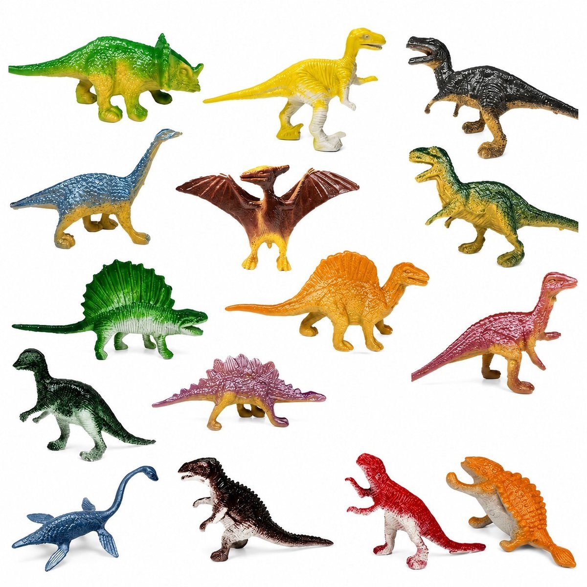 Mini Dinosaurus Figuren - 16 Stuks - Dinosaurus Speelset - Prehistorische Dino Speelfiguren - Educatief Speelgoed voor Kinderen - Diverse Kleuren