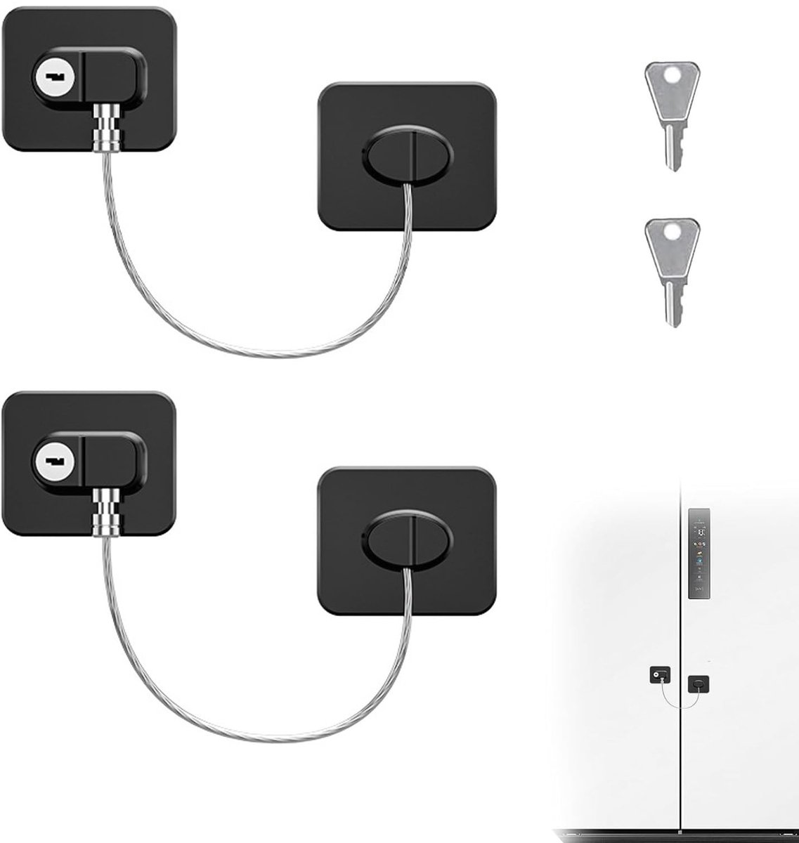 Dailygoods - 2 Stuks Zelfklevende Koelkastslot met Sleutel voor Kindveiligheid
