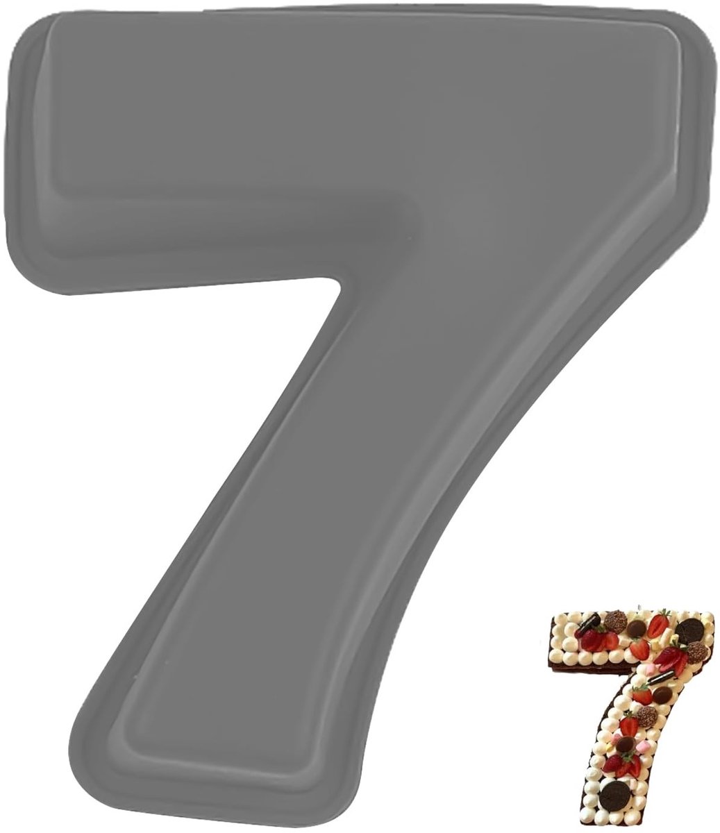 Dailygoods - Siliconen Cijfervorm voor Cake - Nummer 7 voor Verjaardag en Jubileum