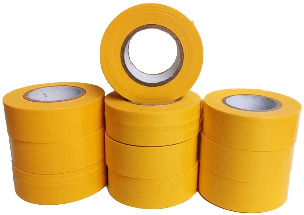 Dailygoods - Markeringstape 100 m, niet-klevende meettape, geel, 10 stuks