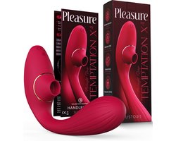 Pleasure Temptation X⁴ – Midnight Rouge – Dubbele Zuig en Trilfunctie – Luchtdruk Vibrator voor Vrouwen – 20 Standen & Stil – G-Spot Satisfyer & Clitoris Stimulator – Sex Toys voor Koppels
