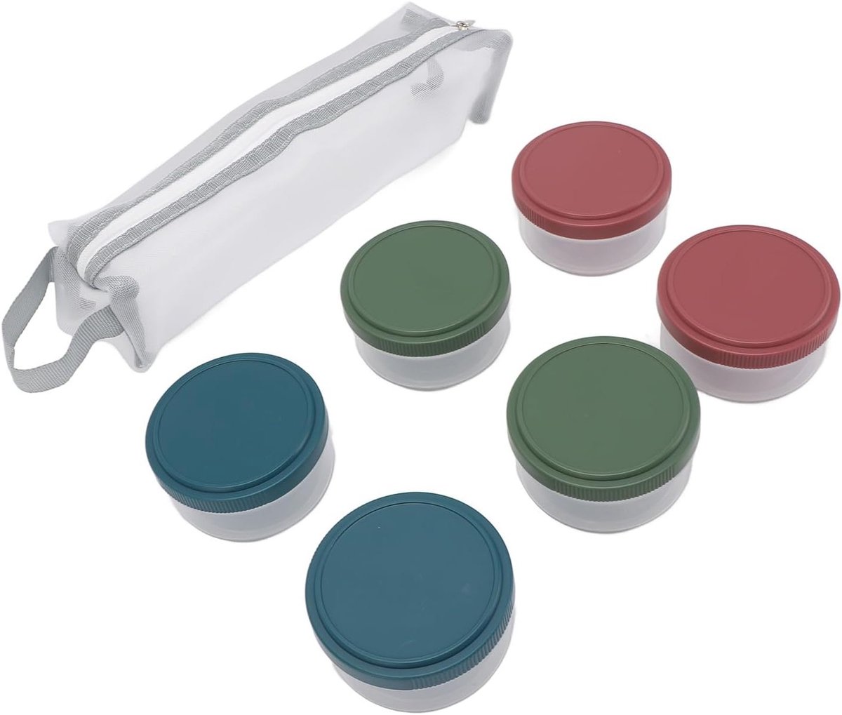 Set van 6 Herbruikbare Kleine Kruidenspotjes met Deksel voor Lunchbox, Cosmetica en Reizen
