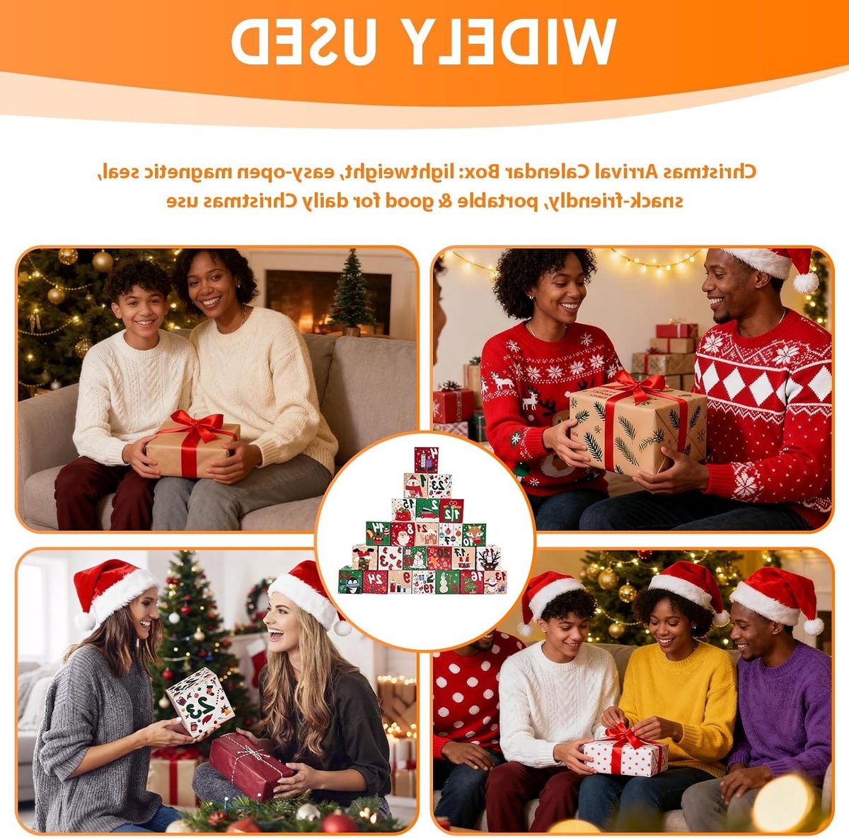 Vulbare adventskalender met 24 dozen in feestelijke kerstmotieven, ideaal voor kleine cadeaus, chocolade en verrassingen tijdens de adventsperiode – foto 6