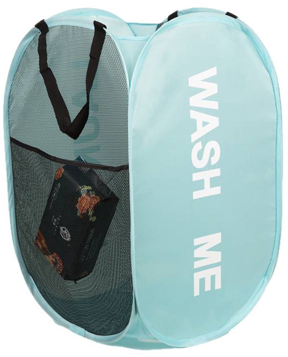 Opvouwbare Wasmand Groot – Opbergmand voor Vuile Was met Handvatten, Ademend Mesh, Ruimtebesparende Wasbox voor Badkamer, Slaapkamer of Studentenkamer - Groen - Blaauw